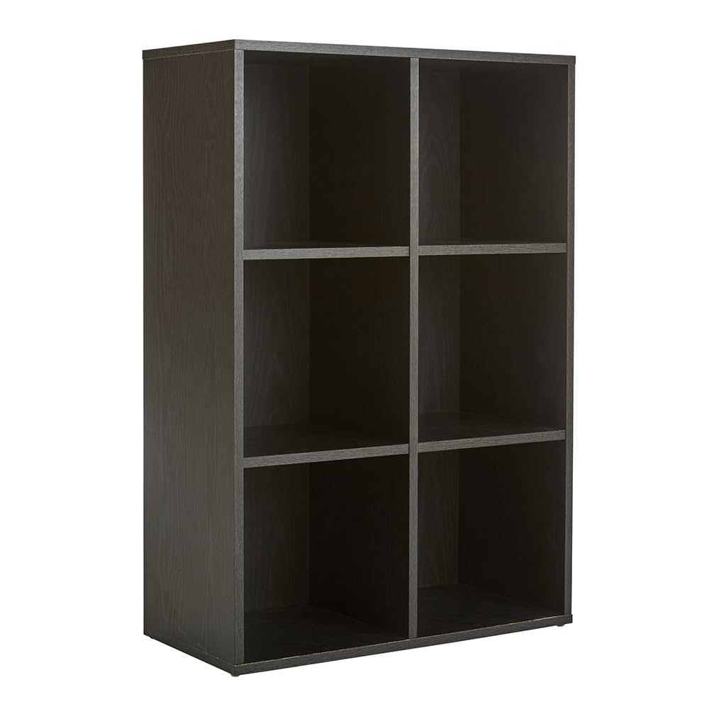 Home Source Storage Cube 6 Shelf Bookcase Wooden Display Unit, Black, 90cm