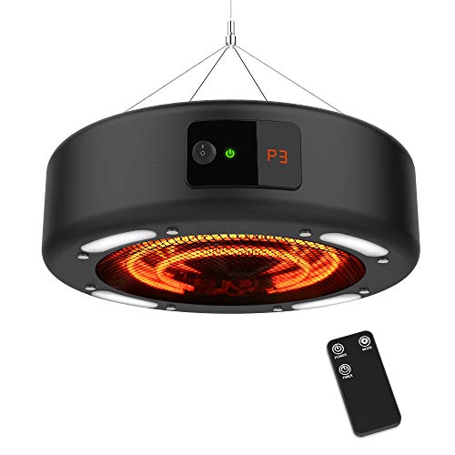 PATIOBOSS Ceiling Patio Heater with LED Light, Electric Infrared Heater
