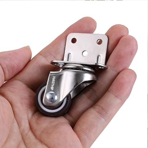 Image of HASTHIP 1 Inch L-Shaped Caster Wheels Set of 4, Heavy Duty 200lbs Load, 360 Swivel Plate Rubber Casters for Furniture, Small Moving Wheels, Furniture Moving Swivel Caster Wheel for Home & Office