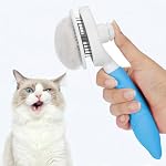 Self Cleaning Slicker Brush - Cat Brush Skin-Friendly Deshedding Grooming Massaging Tool for Long & Short Haired Pets, Cat Hair Brushes Easy Removes Undercoat for Dogs Cats Rabbits - UPGRADED, Blue - Image 2
