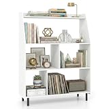 Giantex 5 Cube Storage Organizer, Modern White Bookshelf with Open Back