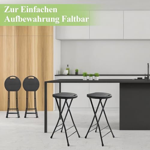 Premium Klapphocker – bis 250kg belastbar, Tragbarer Klappbarer Faltbarer Hocker mit Tragegriff, Leichter & Langlebiger Hocker mit rutschfeste Füße für Garten Indoor/Outdoor – Schwarz (1, 60cm Höhe)