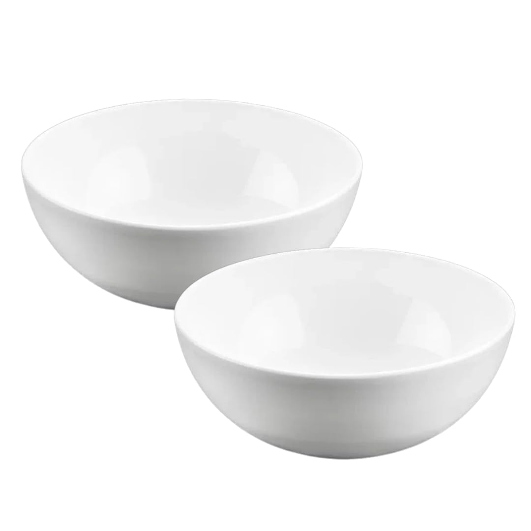 Wilmax - Ciotola in porcellana - 1700 ml - set da 2 - Insalatiera - bianca - per snack, insalate - Ø 20 cm - Cestino per frutta, cereali - Elegante e resistente ai graffi - Ideale come regalo