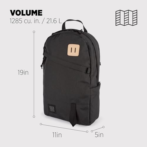 Image of Topo Designs Daypack Classic Backpack - Daily Carry Pack Designed in Denver, Functional Travel Bag, Recycled Nylon, 2 Padded Laptop Sleeves, 21L (Black /Black /Black)