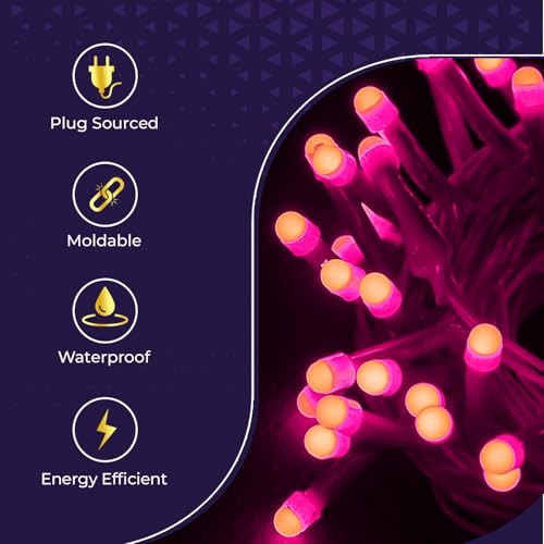 Image of Lexton 40 LED Power Pixel Serial String /Fairy Light | Plug Sourced | Suitable for Home & Outdoor Decoration, Diwali, Christmas, Ramadan, Wedding, Party, Festival (Pack of 2, Pink)