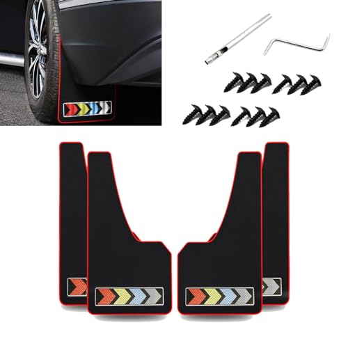 4 Guardabarros Reflectantes de Goma Suave para Coche, protección contra Salpicaduras de Goma para Coche, Advertencia de Seguridad, Reflectantes, sin colisión, para vehículos modificados universales