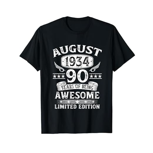 Regalo 90 Años Cumpleaños Hombre Original Agosto 1934 Camiseta