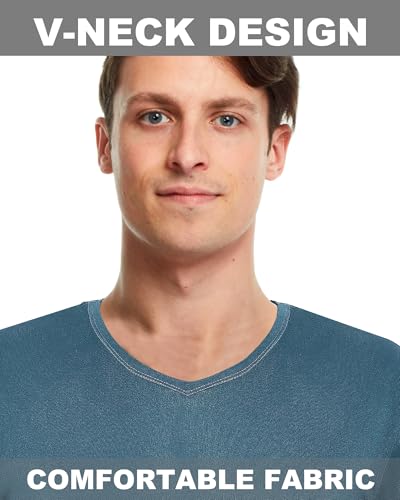 Chuarry 10 Pack Men's V Neck T Shirt Short Sleeve Bulk Soft Solid Tees Basic Quick Dry Slim Fit Undershirts for Men3