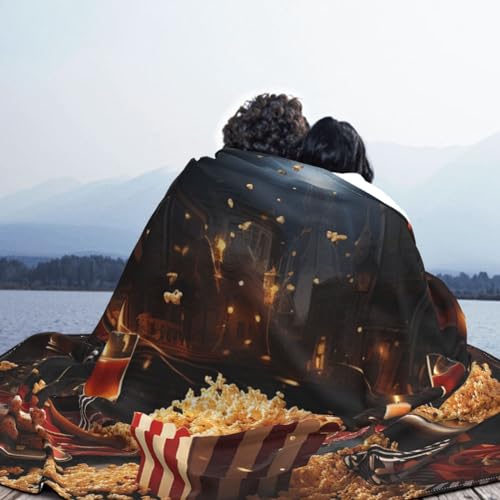 Couverture soirée cinéma imprimée, le cadeau parfait pour lit et canapé - 7