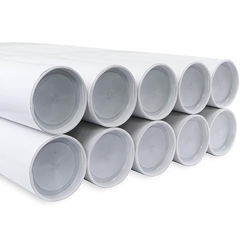 MagicWater Supply Versandrollen mit Kappen, 3,8 x 61 cm, Weiß, 10 Stück