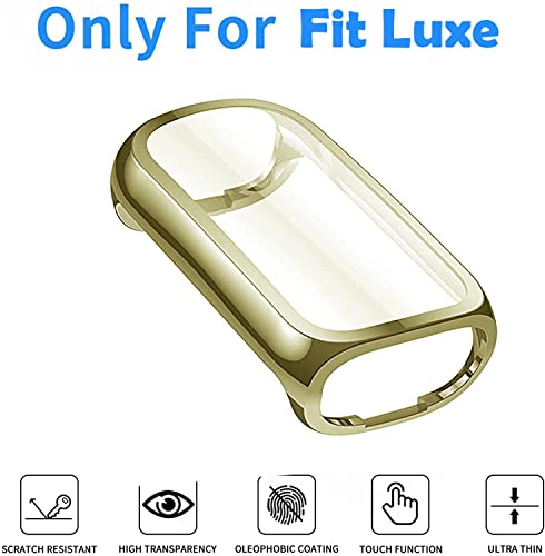 Elegant Slim Leather Bands Compatible for Fitbit Luxe Watch Band, Strap Wristband, Soft Bracelet Replacement for Fitbit Luxe Fitness and Wellness Tracker Women(Beige Gold)