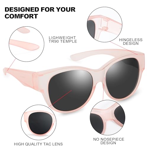 Image of Trysee Polarized Fit Over Sunglasses for Women, Trendy Oversized Wear Over Glasses Shades UV400 Protection TS5779