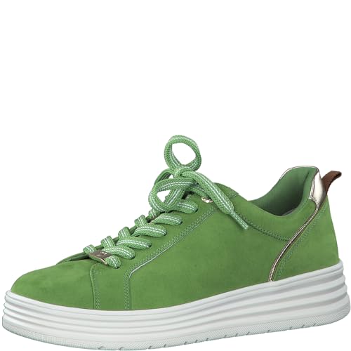 MARCO TOZZI Damen Plateau Sneaker mit Schnürsenkeln Bequem, Grün (Apple Comb), 36 EU