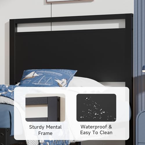 Image of Z-hom Twin Bed Frames, Twin Bed Frame with Headboard and Footboard, with Under Bed Storage, All-Metal Support System, Noise Free, Black