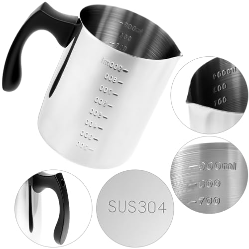 Miniatura 2 de Qwork Olla Para Hacer Velas 1000 Ml, Fundidor Cera Velas De Acero Inoxidable Con Mango Resistente Al Calor Y Marcas De Escala, Derretidor De Cera Para Velas Con Cuchara