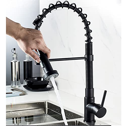 Mitigeur cuisine noir mat douchette extractible laiton pivotant - 4