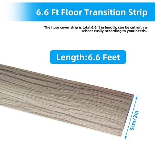 Übergangsprofil Selbstklebend, 5 cm Vinyl Boden Abdeckleiste Übergangsleiste Ausgleichsprofil Böden Übergangsschiene Bodenprofil zum Kleben für Fliesen Laminat & Parkett, Türschwelle (Eiche Grau - 2m)