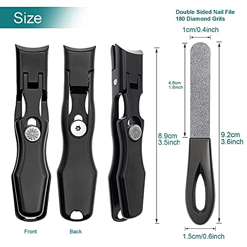 Vogarb Toenail Clippers For Thick Nails Safety Lock Extra Large Wide Jaw Opening Premium Nail Clippers With File Heavy Duty Fingernail Cutter No Splash For Men Women Adult Seniors (Black With File) #TOP6