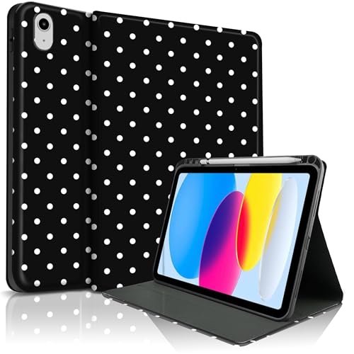 Étui iPad 11 génération 2025 à pois avec emplacement stylo et protection antichoc