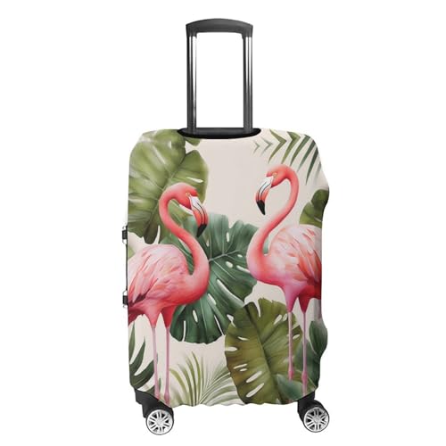 Luggage Covers Anti-Scratch Suitcase Cover Flamingo Palm Trees Leaf Washable Elastic Suitcase Protector Travel Luggage Protector Covers Carry On Luggages Cover L (26-28 inches)4