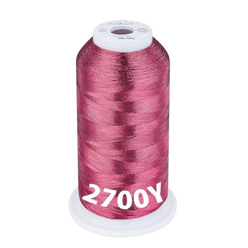 Image of Simthread 2700 Yards Metallic Embroidery Machine Thread - Red Brown MS-004, 40wt High-Sheen King Spool, Smooth Running & Break Resistant for Commercial & Home Embroidery Machines