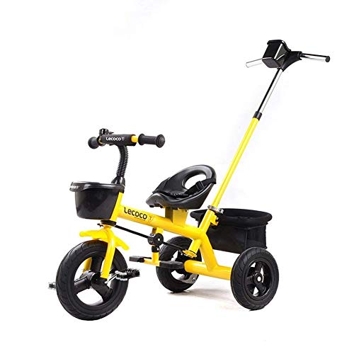 Waljx Children's Tricycle Three-Wheeled Stroller 2 1 Multi-Function Baby Bicycle Free Inflatable Titanium Sky Wheel Boys And Girls Gift (Color : Orange) (Color : Yellow) #TOP7