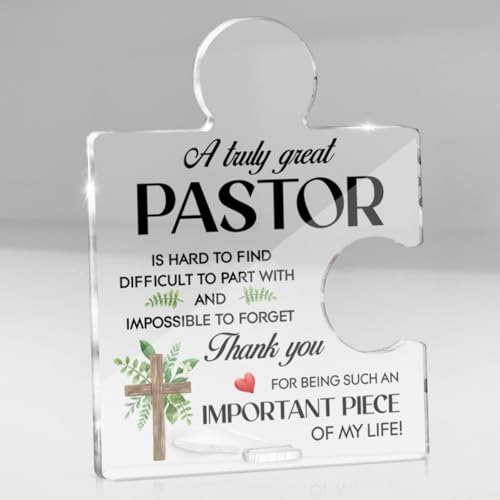Best Pastor Gifts for Women Men, Christian Religious Gifts for Pastor Appreciation Gift Important Piece of My Life Acrylic Puzzle Piece Plaque Sign Home Office Decor