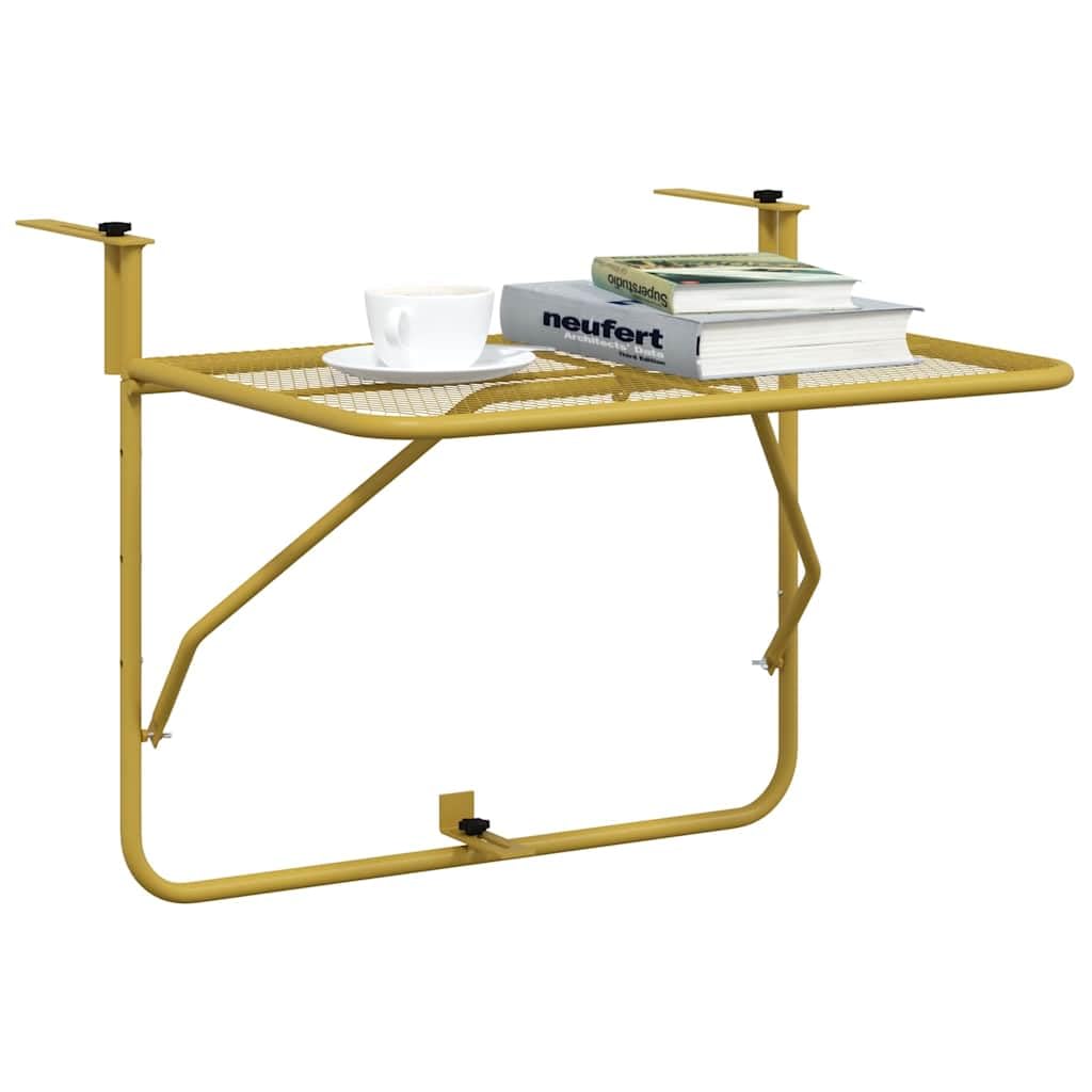 Tomostar Table de Balcon Suspendue, Table Pliante de Balcon Rabattable Doré 60x40 cm Acier