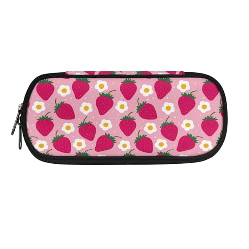 Astuccio grande per matite materiale scolastico di capacità con scomparti organizer estetico per cancelleria per ufficio e scuola Floreale Taglia unica per rosa fragola