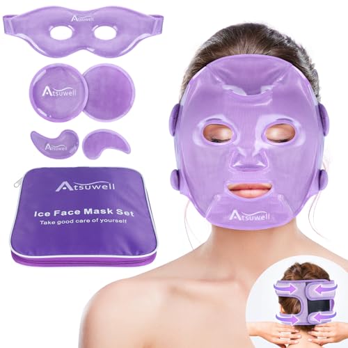 Atsuwell Cooling Ice Face Eye Mask Set 7-in-1 Reusable