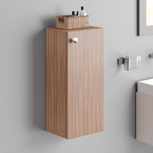 Image of FURNEASER Marbin Modern Engineered Wood Bathroom Storage Cabinet with Door | Wall Mount Utility Organizer for Wash Area, Living Room & Bedroom | Space Saving Multipurpose Unit (Exotic Teak)