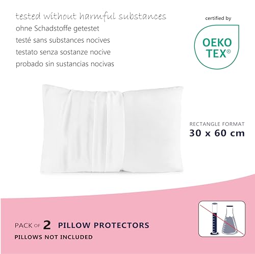 Twillie Set of 2 Waterproof Pillow Protectors 30 x 60 cm, Oeko Tex® Certified, Anti-Dust Mite, Made in Europe - Image 3