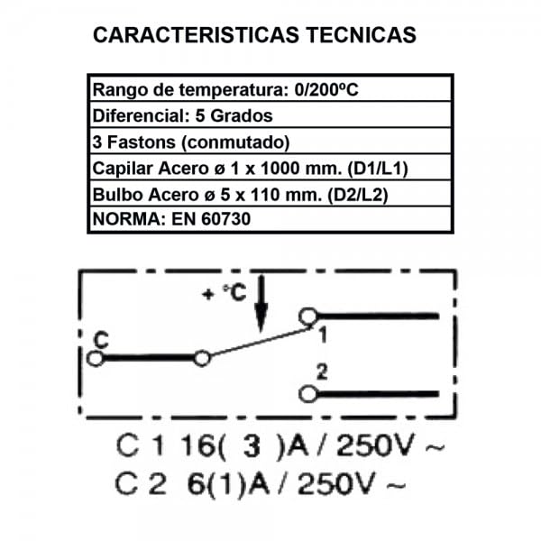 Pack 6 Unidades Kit termostatos regulación 0-200ºC freidora