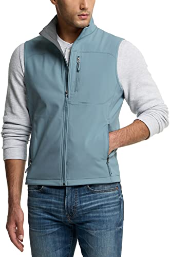 TSLA Men's Sleeveless Softshell Vest, Full-Zip Windbreaker Vest, Outdoor Golf Travel Hiking Vest