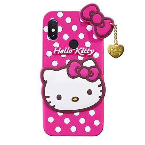 Image of Unirock Hello Kitty Back Case Cover for MiA2| 3D Cute Hello Kitty Case |Soft Silicone Rubber Back Cover with Pendant Kitty Cover for MiA2 (Pink)