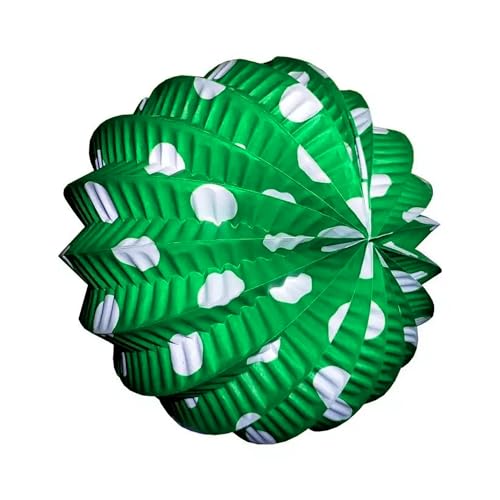 Farolillos Feria Verdes con Lunares Blancos | 22 CM de Diámetro | Pack de 12 farolillos para la feria | Auténticos Farolillos de Papel listos para usar (Incluye Alambres) | Nexum Market