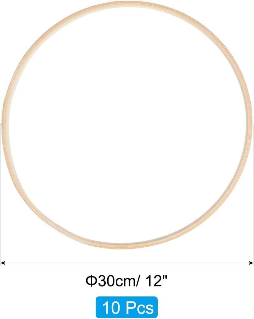 PATIKIL 12 Inch Bamboo Macrame Hoop, 10Pcs Wood Floral Hoop Craft Rings for DIY Craft Dream Catcher Wedding Wreath Decor Wall Hanging Decorations