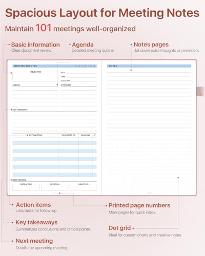 Cahier de planification B5 WEMATE pour structurer vos réunions d'équipe au bureau - 3