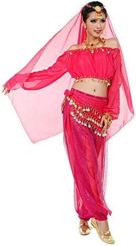 Maylong Womens Harem Pants Belly Dance Outfit Halloween Costume DW29 (hot Pink)