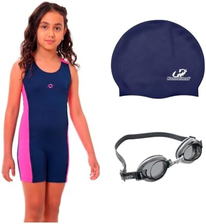 Kit Maiô Macaquinho Natação Juvenil Infantil Touca Silicone + Ócu...