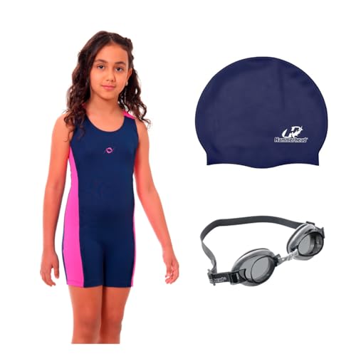 Kit Maiô Macaquinho Natação Juvenil Infantil Touca Silicone + Ócu...