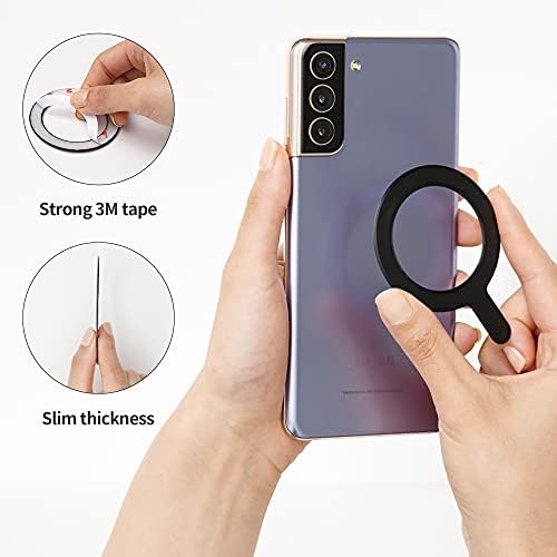 Sinjimoru Magnetic Sticker for MagSafe Wireless Chager & Accessories, Strong Magnet Ring Sticker for iPhone 12, 13 & 14 Series Compatible with MagSafe. M-Plate Black