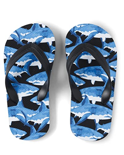 The Children's Place Boys Everyday Flip Flops, Blue Sharks, 3-4 Big Kid #TOP21