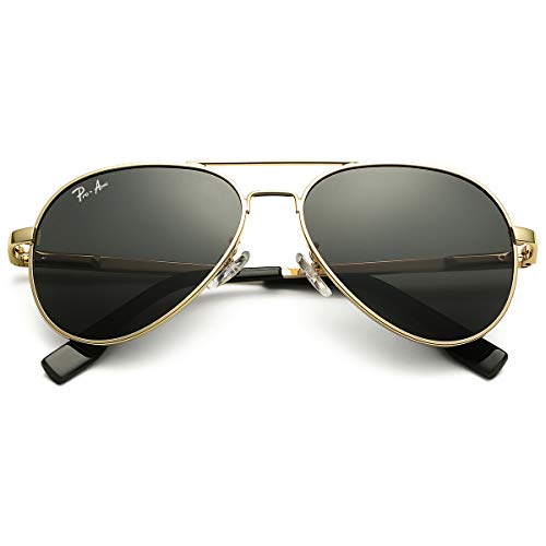 Pro Acme Small Polarized Aviator Sunglasses For Kids And Youth Age 5-18 (Gold Frame/Black Lens) #TOP2