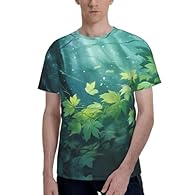 Soft And Comfortable Material: Made From Polyester, These Illustration Digital Art Leaf Print Men'S T-Shirts Offer A Soft, Comfortable Feel With A Slight Stretch, Ensuring All-Day Comfort And Ease Of Movement Versatile Round Neck Design: The Classic ...