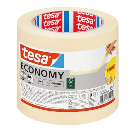 tesa Malerband für einfache Malerarbeiten, 3er Pack, 50m x 30mm