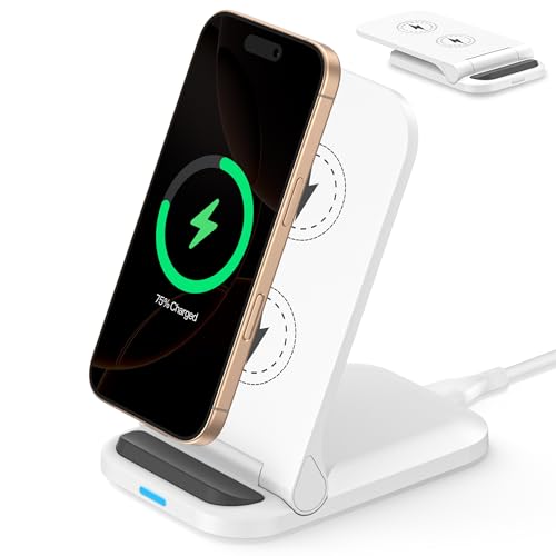 Cargador Inalambrico para iPhone 16/15/14/13/12,15W Estacion de Carga Wireless Charger Plegable Carregador Sem Fios, Base Cargador Movil Inalambrico Charging Station Rapida para Samsung Galaxy S25/S24