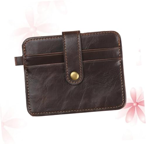 Retro Mens Genuine Leather Slim Wallet Front Pocket Card Holder with Snap Closure and Coin Purse (Coffee)4