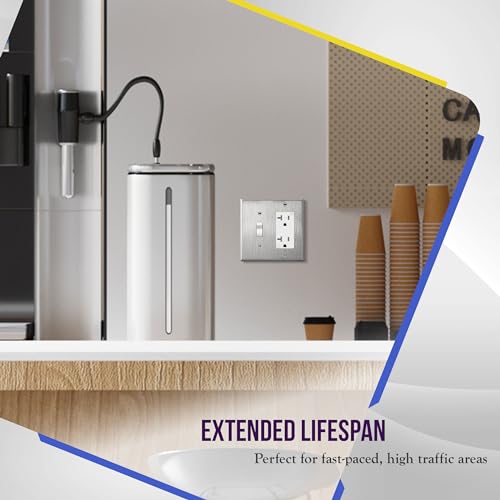 Image of ENERLITES Combination Toggle Light Switch or Decorator Switch Metal Wall Plate, Corrosive Resistant, Size 2-Gang 4.50 inch x 4.57 inch, 771131, 430 Stainless Steel, UL Listed, Silver