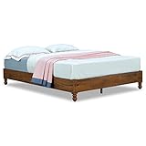 MUSEHOMEINC 12 Inch Solid Wood Bed Frame Rustic Style Eliminates The Need for a Boxspring, Natural Finish, Queen